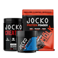 Jocko Fuel 3 Pack Bundle - Creatine, Chocolate Peanut Butter MOLK Protein, & Nitro Pop Pre Workout