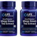 2 PACK Life Extension Decaffeinated Mega Green Tea Extract 100 Veg Capsules