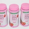 Lot of 3 Nature's Bounty-Hair, Skin & Nails Strawberry Gummies 80ct. each