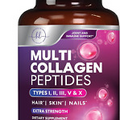 Multi Collagen Peptides Hydrolyzed Collagen Protein, Gluten Free, 60 Capsules