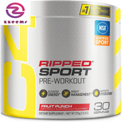 C4 Ripped Sport Pre Workout Powder Fruit Punch - NSF Certified for Sport + Sugar