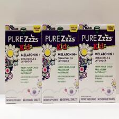 (3 Pack)Vicks PURE Zzzs Kidz Melatonin Sleep Aid 60 Chewable Tablets Exp 03/2025