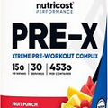Nutricost Pre-X, Xtreme Pre-Workout Complex Powder, Fruit Punch, 30 Servings