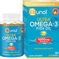 Qunol Fish Oil Omega 3 Mini Softgels, Qunol 1000mg Omega 3 EPA + DHA, Ultra Pure