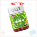 OLLY Daily Energy Gummy, Caffeine Free, Vitamin B12, CoQ10, Goji Berry, Adult Ch