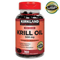 Kirkland Signature 500mg Krill Oil Omega-3 Fatty Acids USP Verified 160 Softgels