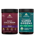 Ancient Nutrition Multi Collagen Advanced Powder Cleanse & Detox, Unflavored, 36 Servings + Organic SuperGreens Powder, Greens Flavor, 25 Servings