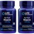 2PACK Life Extension No Flush Niacin 640 mg for Cardio Neuro Metabolism 100 Caps