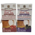 2 Hyleys Slim Green Tea Açai & Goji Berry Weight Loss Tea 25 Bags Ea Exp 03/24