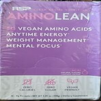 RSP Aminolean Energy Powder Drink Weight Supplement Vegan, 12 Packets