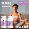 Organic Ashwagandha with Black Pepper Root Capsules 1300mg - Stress Relief x2