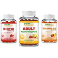 Halal Vitamins For Adults Gummy Pack1: Multivitamins, Biotin, Vitamin D3 2000IU