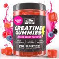 KP Creatine Monohydrate Gummies Mixed Berry for Men & Women, 100% Creatine Mixed Berry Gummies, 5g per Serving + Vegan, Sugar Free, Mixed Berry + Strength, Energy, Muscle & Booty Gain - 120 Count