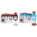 Muscle Milk Genuine Protein Shake, Vanilla Creme, 11.16 Fl Oz Bottle & Zero Protein Shake, Chocolate,20g Protein, Zero Sugar
