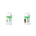 Vega Protein and Greens Protein Powder, Vanilla - 20g Plant Based Protein Plus Veggies, Vegan & Protein and Greens Protein Powder Chocolate (19 Servings) - 20g Plant Based Protein Plus