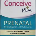 Conceive Plus Prenatal Multivitamin W Nutrients+Folate Choline+DHA 60ct Exp 9/25