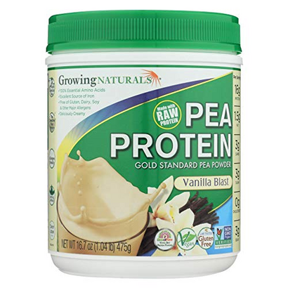2 Pack of Growing Naturals Yellow Pea Protein - Vanilla Blast - 16 oz - Dairy Free - Vegan