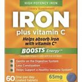 Vitron-C High Potency Iron Plus Vitamin C Coated Tablets Supplement 65mg 60 ct