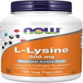 Now Foods L-LYSINE 500mg 100 Capsules - Amino Acid Collagen Immune Boost
