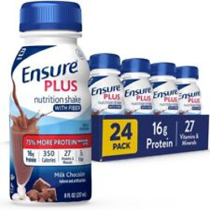 (24 Pack) Ensure PLUS Nutrition Protein Shake with Fiber, Milk Chocolate, 8oz