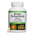 Natural Factors, Betaine HCL 500 mg, Supports Healthy Digestion and a Healthy Microbiome, 180 capsules (180 servings)
