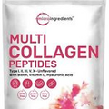 Multi Collagen Peptides Powder, 16 Oz - Hydrolyzed Protein Peptides | Type I,II.