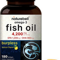 Nature Bell Omega 3 Fish Oil 4200Mg, 180 Burpless Softgels Heart & Brain Support