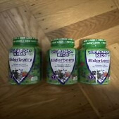 (3) Vitafusion Kids Gummy Vitamins Elderberry,  Very Berry, 60 Ct Exp:07/24