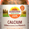 Sundown Calcium 1200mg with Vitamin D3 25mcg ,for Immune Support, Non-GMO 170 ct