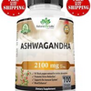 Organic Ashwagandha 2,100 mg - 100 Vegan Capsules Pure Organic Ashwagandha Powde