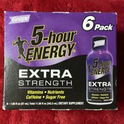 5-Hour Energy Drink Extra Strength Grape, Pack of 6-1.93 fl oz 04/24