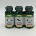 3x Nature's Bounty Zinc 50 mg Caplets 100ct each, Exp: 11/2024 Supports Immune