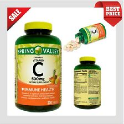 Spring Valley Vitamin C Chewable Tablets 500mg | Tropical Fruit Flavor - 200 Ct
