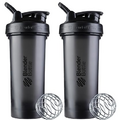 BlenderBottle Classic V2 Shaker Bottle Perfect for Protein Shakes and Pre Workout, 28-Ounce, Black, 2 Pack