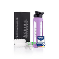 Asbirg Fitness | Protein Shaker Made of Glass | Protein Shaker | Drinking Bottle | with Spiral Ball | Black (pastel purple)