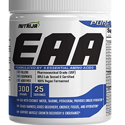 NutriJa EAA Supplement (9 Essential Amino Acids) with Coconut Water | Hydration Blend & Energy Matrix - 300g (Pineapple)