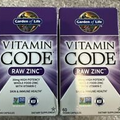 2x-Garden of Life Vitamin Code Raw Zinc With Vitamin C Total 120 Capsules