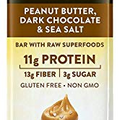 Peanut Butter Dark Chocolate & Sea Salt "New and Improved Glo" Vegan Protein Bars, 12g of Plant-Based Protein with Only 3g of Sugar, Pack of 36