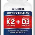 Weider Artery Health with Vitamin K2 Plus D3, 90 Veggie Caps