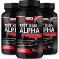 Force Factor Test X180 Alpha, 3-Pack, Total Testosterone Booster for Men with Fenugreek Seed and Maca Root to Improve Blood Flow, Build Lean Muscle, Improve Male Athletic Performance, 180 Capsules
