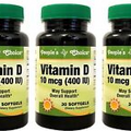 (3) Bottles of People's Choice 30 softgels of 10mcg Vitamin D Health Support 