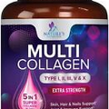 Collagen Peptides Pills 1000mg Hydrolyzed Collagen Capsules (Types I,II,III,V,X)
