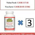 180 C MSM Joint Formula MSM, Glucosamine, Chondroitin Sulfates - Natural Factors