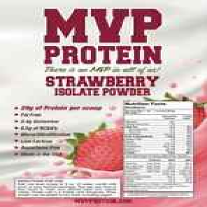 "MVP PROTEIN" "STRAWBERRY" WHEY ISOLATE PROTEIN POWDER- 2 Lbs. (28 Servings)