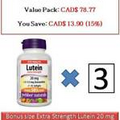 Bonus size 45 S Extra Strength Lutein 20 mg Zeaxanthin 3.5 mg - Webber Naturals