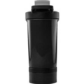 Black Shaker Bottle w/ Metal mixer & Bottom compartment 