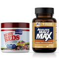New Vitality Ageless Male Max Total Testosterone Booster & Ruby Reds Superfood Supplement - Boost Total Testosterone & Support Overall Health with Powerful Fruit & Vegetable Superfood