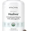 USDA Organic Lions Mane Supplement with Ashwagandha, Chaga Reishi Cordyceps 90ct