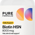 PureFormulas Biotin 8000 mcg Hair Skin Nails Biotin Supplement Biotina, Biotin H