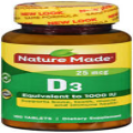 Nature Made Vitamin D 3, 1000IU 100 Tablets Support strong bones, joints & teeth